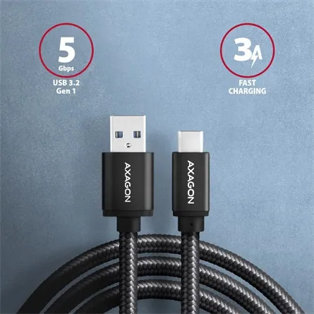 AXAGON BUCM3-AM20AB Speed USB-C > USB-A 3.2 Gen 1 Cable 2m Black – 2. kép