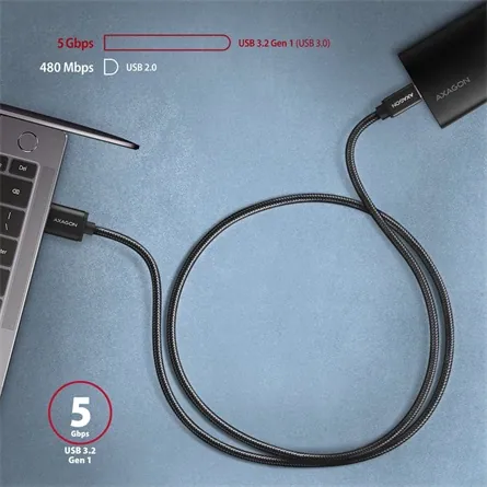 AXAGON BUCM3-AM20AB Speed USB-C > USB-A 3.2 Gen 1 Cable 2m Black – 5. kép