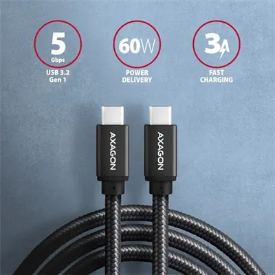 AXAGON BUCM3-CM20AB Speed USB-C > USB-C 3.2 Gen 1 Cable 2m Black – 2. kép