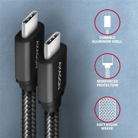 AXAGON BUCM3-CM20AB Speed USB-C > USB-C 3.2 Gen 1 Cable 2m Black – 3. kép