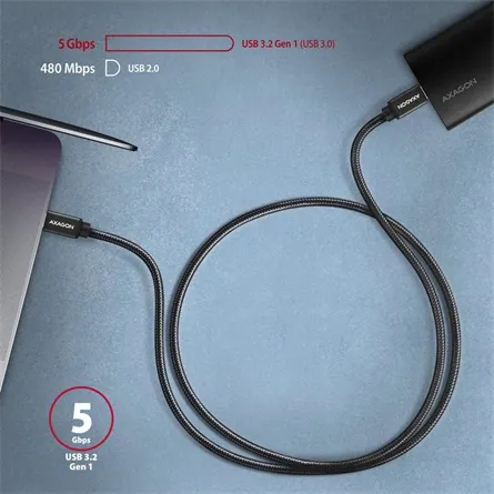 AXAGON BUCM3-CM20AB Speed USB-C > USB-C 3.2 Gen 1 Cable 2m Black – 6. kép