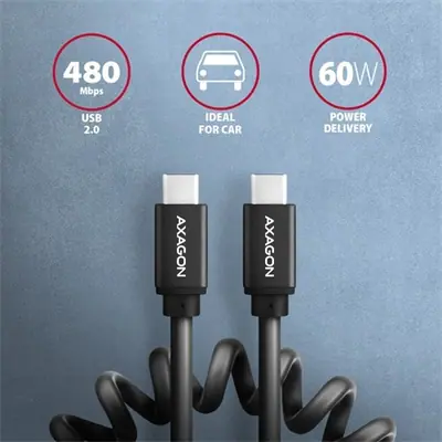 AXAGON BUCM-CM10TB Twister USB-C > USB-C Cable 0,6m Black – 2. kép
