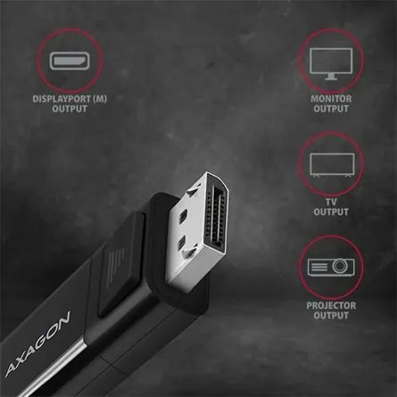 AXAGON RVC-DPC USB-C > DisplayPort cable 1,8m Black – 3. kép