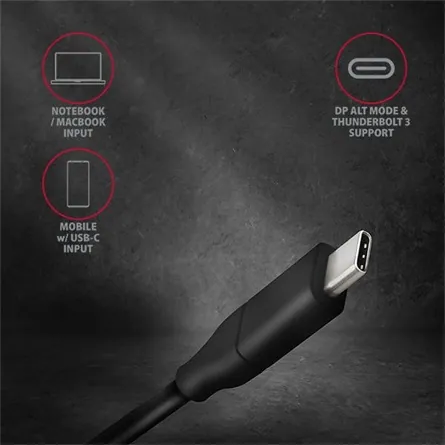 AXAGON RVC-DPC USB-C > DisplayPort cable 1,8m Black – 4. kép