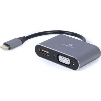 Gembird A-USB3C-HDMIVGA-01 USB Type-C to HDMI + VGA Display adapter Space Grey