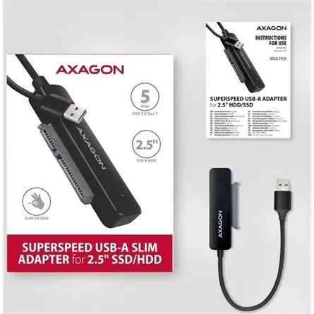 AXAGON ADSA-FP2A USB-A 5Gbps SLIM adapter for 2,5" SSD/HDD – 3. kép