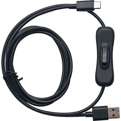 Obsbot USB-C -> USB-A 2.0 M/M adatkábel 1.5m fekete KI/BE kapcsolóval