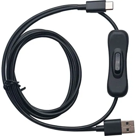 Obsbot USB-C -> USB-A 2.0 M/M adatkábel 1.5m fekete KI/BE kapcsolóval
