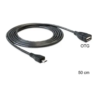 Delock USB-B 2.0 micro -> USB-A 2.0 M/F adatkábel 0.5m fekete OTG – 2. kép