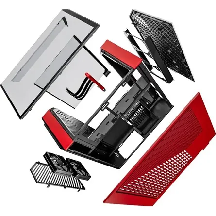 HYTE Y60 táp nélküli ablakos Mid Tower számítógépház piros-fekete – 3. kép
