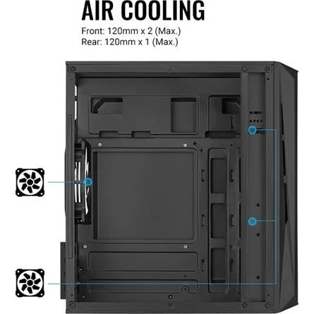 Aerocool CS-107 Mesh FRGB táp nélküli ablakos MT Mini Tower számítógépház fekete – 3. kép