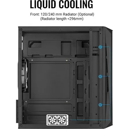 Aerocool CS-107 Mesh FRGB táp nélküli ablakos MT Mini Tower számítógépház fekete – 4. kép