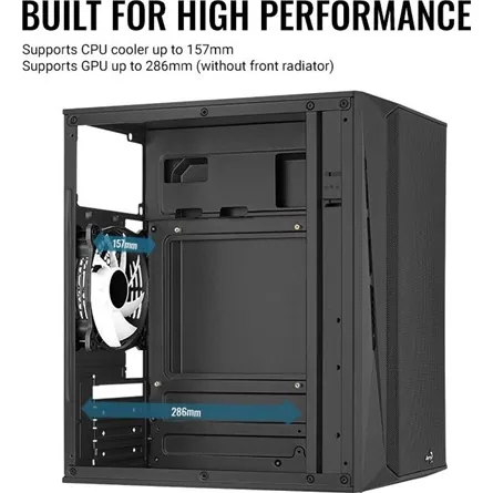 Aerocool CS-107 Mesh FRGB táp nélküli ablakos MT Mini Tower számítógépház fekete – 5. kép