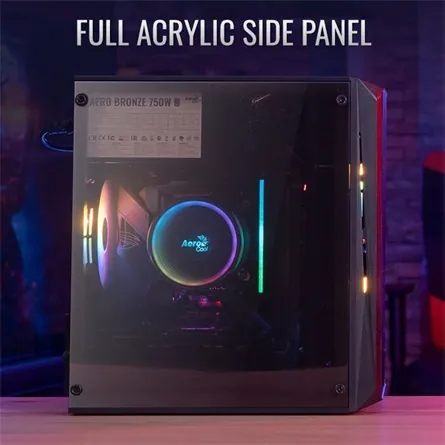 Aerocool CS-107 Mesh FRGB táp nélküli ablakos MT Mini Tower számítógépház fekete – 8. kép