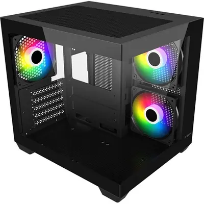 FSP S140-BA ARGB táp nélküli ablakos MT Mini Tower számítógépház fekete – 2. kép