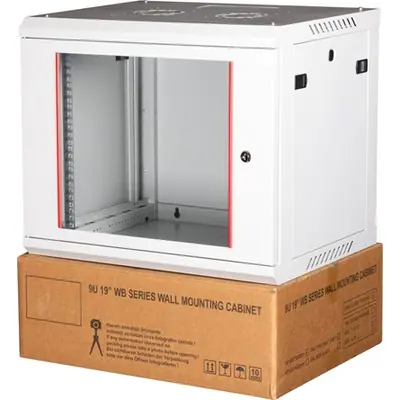 Lande PROlineB 600x450 lapraszerelt 9U 19" fali rack szekrény szürke – 2. kép