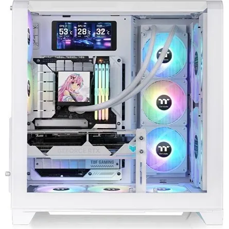Thermaltake View 390 Air Snow táp nélküli ablakos Mid Tower számítógépház fehér – 3. kép