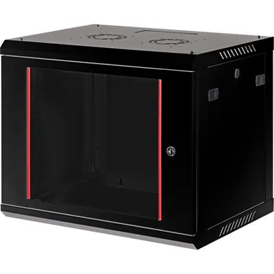 Lande PROlineB 600x450 lapraszerelt 9U 19" fali rack szekrény fekete