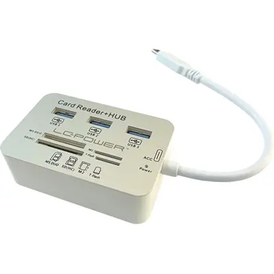 USB Hub 4portos LC Power LC-HUB-C-CR USB 3.0 +kártyaolvasó