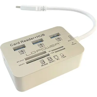 USB Hub 4portos LC Power LC-HUB-C-CR USB 3.0 +kártyaolvasó – 2. kép