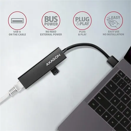 AXAGON HMA-GL3A USB3.2 multiport Hub 3-port + LAN metal black – 4. kép