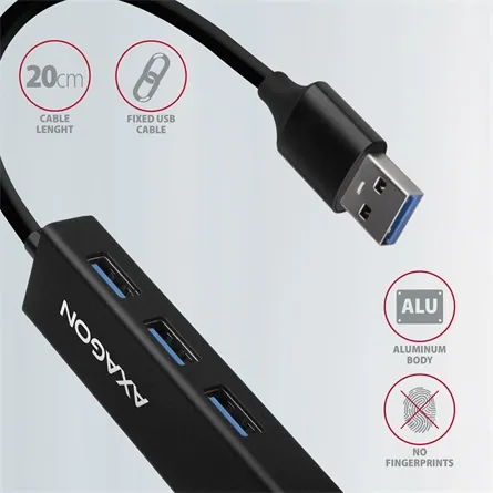 AXAGON HMA-GL3A USB3.2 multiport Hub 3-port + LAN metal black – 5. kép
