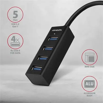 AXAGON HUE-M1C USB3.2 Type-C Hub 4-port metal black – 2. kép