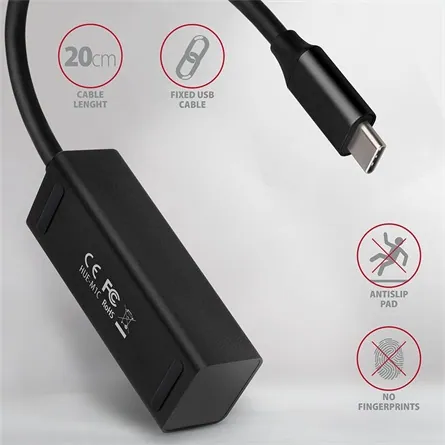 AXAGON HUE-M1C USB3.2 Type-C Hub 4-port metal black – 4. kép