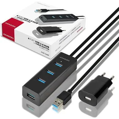 AXAGON HUE-S2BP USB3.0 Charging Hub Black – 2. kép