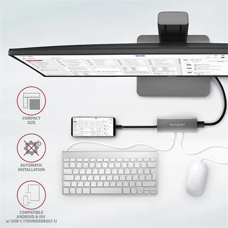 AXAGON HMC-5 Superspeed USB-C Speedster 5H HUB Silver – 7. kép