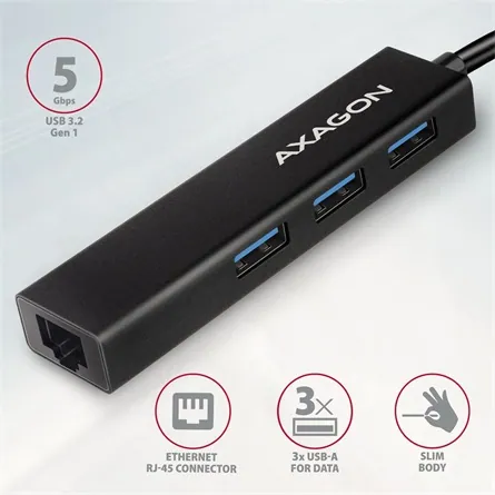 AXAGON HMC-GL3A SuperSpeed USB-C hub + Gigabit LAN Black – 2. kép
