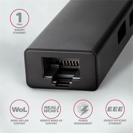 AXAGON HMC-GL3A SuperSpeed USB-C hub + Gigabit LAN Black – 3. kép