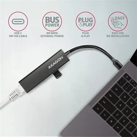AXAGON HMC-GL3A SuperSpeed USB-C hub + Gigabit LAN Black – 4. kép