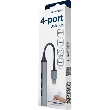 Gembird UHB-U3P1U2P3-02 4-portos hub ezüst – 3. kép