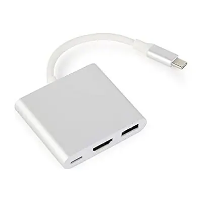 Gembird USB-C -> 1db HDMI 1.4 1db USB-C 1db USB-A 2.0 M/F adapter 0.15m ezüst-fehér – 2. kép