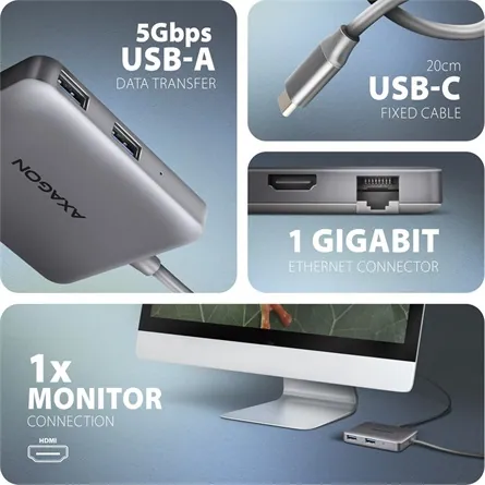 AXAGON HMC-5HL USB-C 5Gbps SuperSpeed 5in1 hub – 3. kép
