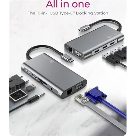 Raidsonic ICY BOX 10-in-1 10-port 100W USB-C dokkoló ezüst – 2. kép