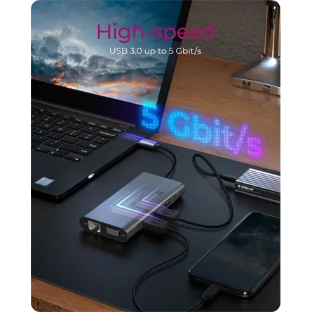 Raidsonic ICY BOX 10-in-1 10-port 100W USB-C dokkoló ezüst – 4. kép