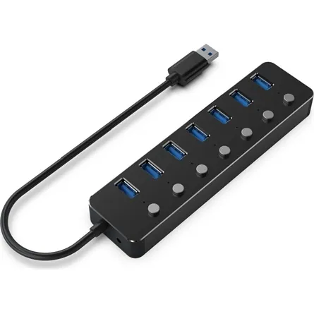 Gembird UHB-U3P7P-01 7-portos USB3.1 HUB Black