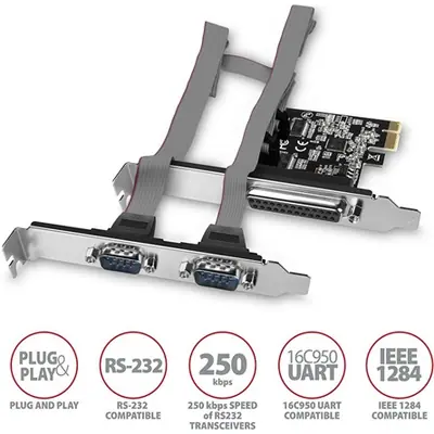 AXAGON PCEA-PSN PCIE 1x Paralel + 2x Serial – 2. kép