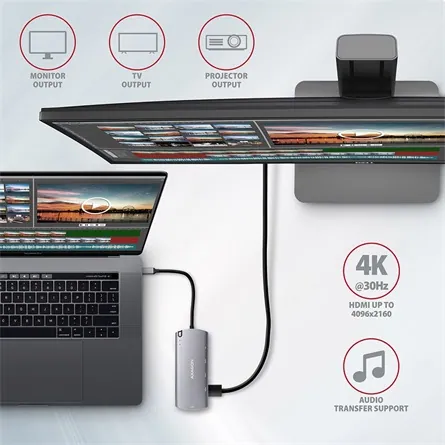 AXAGON HMC-6M2 SuperSpeed USB-C Combo 6in1 Hub – 5. kép