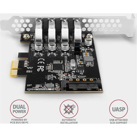 AXAGON PCEU-43RS PCIe Controller 4x SuperSpeed USB – 4. kép
