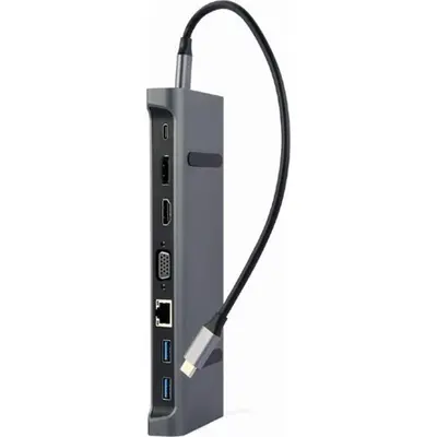 Gembird A-CM-COMBO9-01 multi-port 9-port USB-C adapter szürke – 2. kép