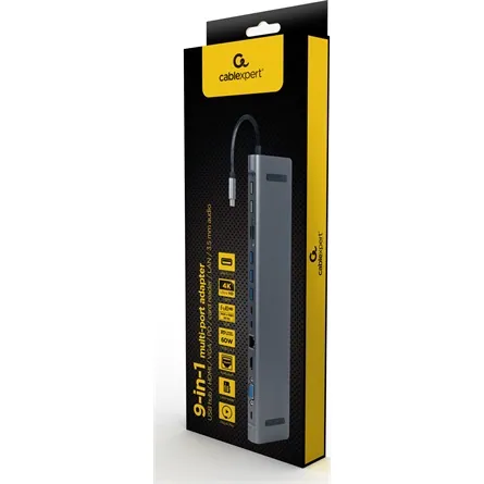 Gembird A-CM-COMBO9-01 USB Type-C 9-in-1 Multi-Port Adapter Space Grey – 3. kép