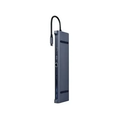 Gembird A-CM-COMBO10-01 10-port 87W USB-C dokkoló szürke – 2. kép