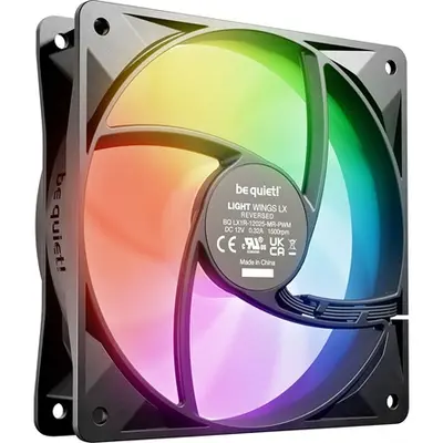 Be Quiet! Cooler 12cm - LIGHT WINGS LX 120mm PWM Reverse Black (RGB, 1500rpm, 28,5dB, fekete) – 2. kép