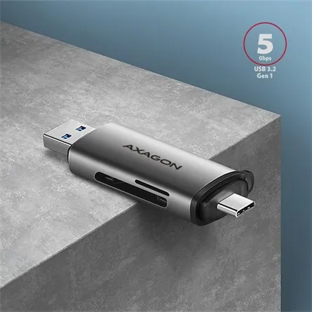 AXAGON CRE-SAC SUPERSPEED USB-C+USB-A Card Reader Black – 3. kép
