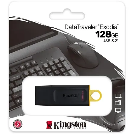 Kingston 128GB Data Traveler Exodia USB-A 3.2 Gen1 pendrive fekete-sárga