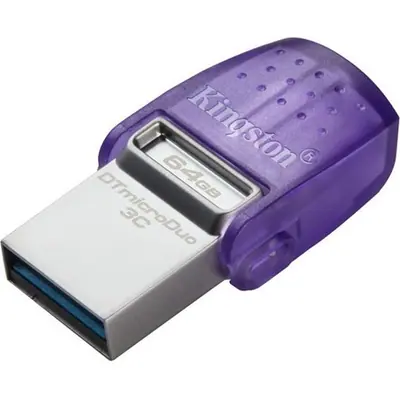 Kingston 64GB DataTraveler microDuo 3C USB 3.2 Gen 1 / USB-C pendrive lila – 2. kép