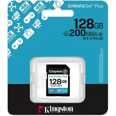 Kingston 128GB Canvas Go Plus Gen4 Class 10 UHS-I U3 V30